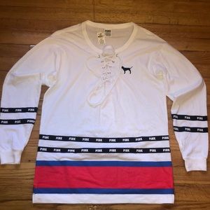 PINK Oversized Lace Up Shirt